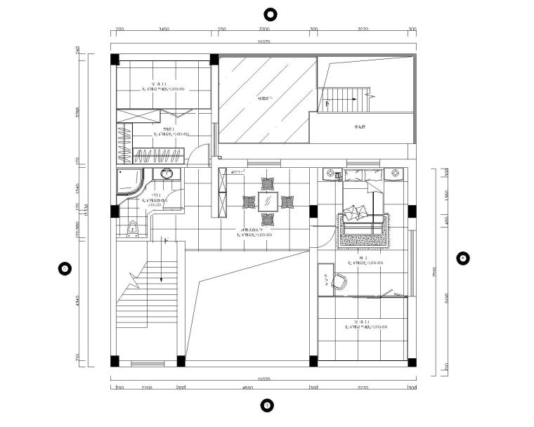 复式别墅全套施工图设计方案及效果图-二层平面布置图