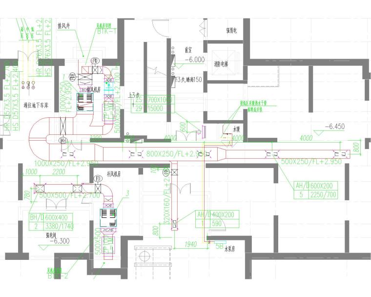 [青海]西宁刻盘暖通设计最全图纸（含超市、地下车库、公建及餐饮、会所、商铺、幼儿园）-地下层采暖通风平面