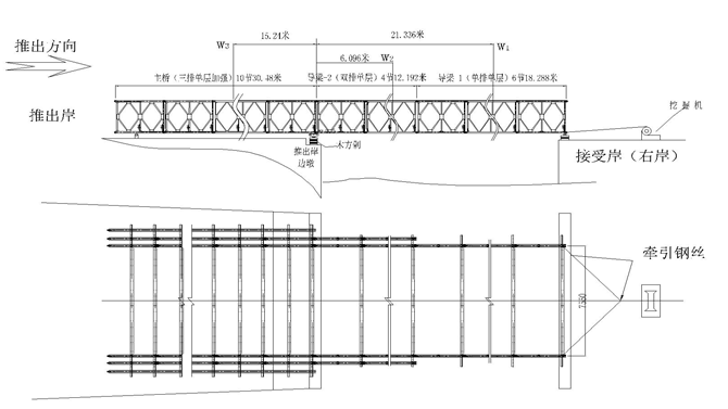 工程分段施工资料下载-大跨度贝雷桥分段拼装施工工法