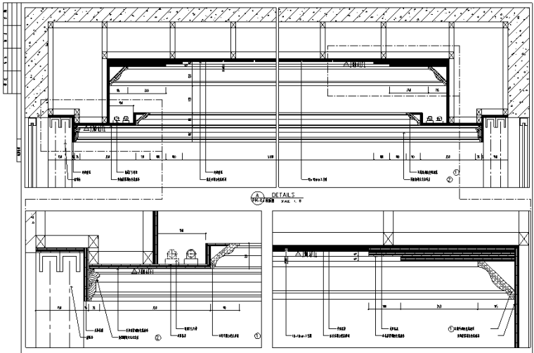 银湖别墅家装设计完整施工图（高清效果图）-一层书房天花剖面图