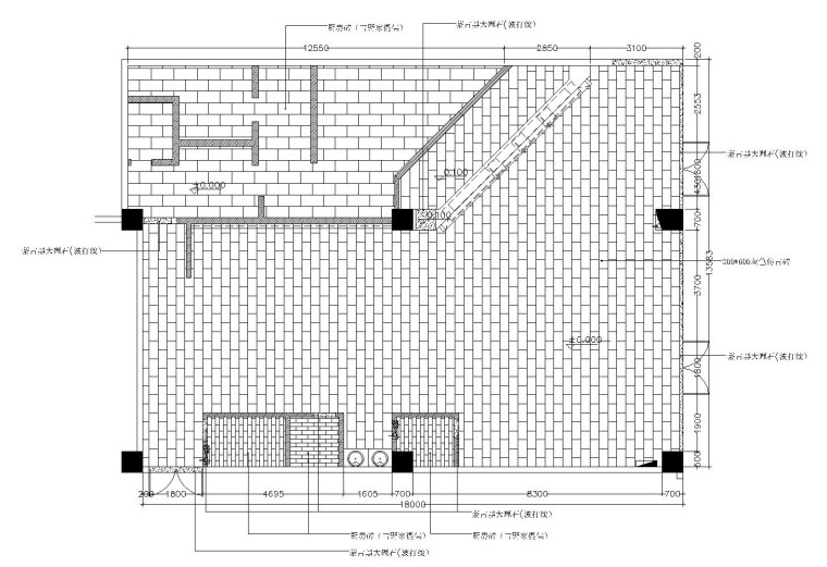 [北京]日式小清新——吉野家餐厅内部装修全套施工图（附效果图）-地材铺装图