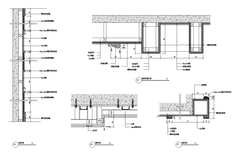 [河南]新中式风格中餐厅装修施工图图（含效果图）-剖面详图