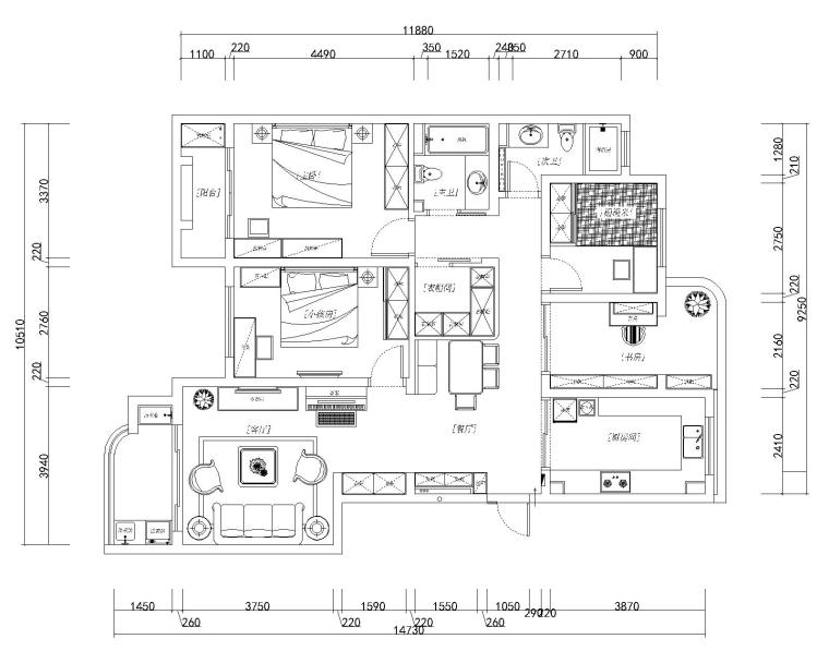 142平四室效果图资料下载-欧式田园风四室两厅施工图设计（附效果图）