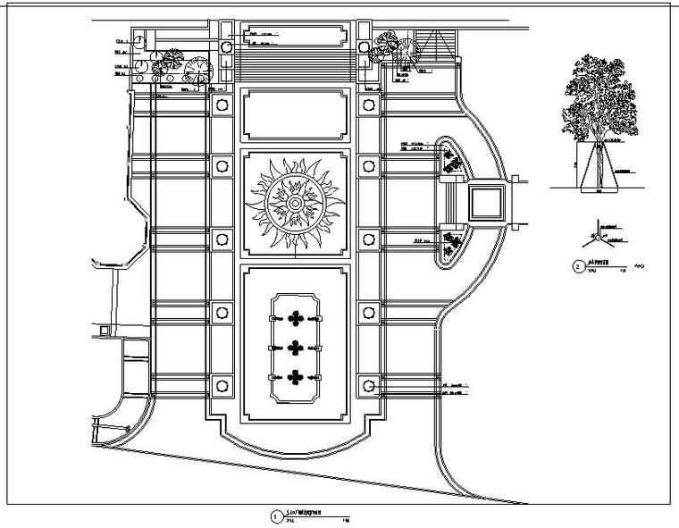 [湖南]中西合璧式园林居住区景观全套施工图（附工程量清单）-主入口广场绿化配置平面图