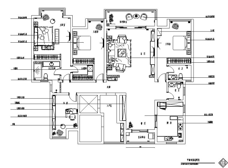 家装家居施工图资料下载-美式风格四居室住宅设计施工图（附效果图）