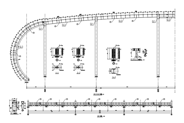 深圳东站雨棚结构施工图（CAD、13张）-钢梁详图