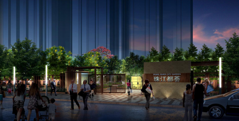 [广州]珠江都荟1-7号庭院景观方案设计（新中式）A-2 主入口