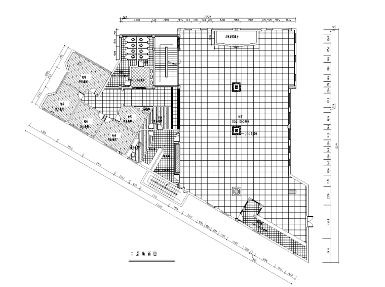 [福建]新中式风格酒楼装修设计完整施工图-二层地面图