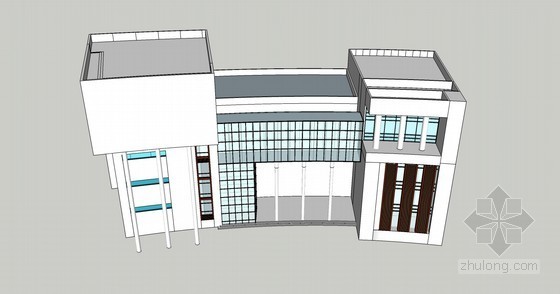 树池sketchup模型资料下载-白色简约建筑SketchUp模型下载