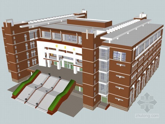建筑图书馆案例设计资料下载-图书馆建筑SketchUp模型下载