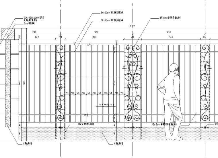 围墙立面设计资料下载-围墙设计详图（混凝土+铁艺）——泛亚景观