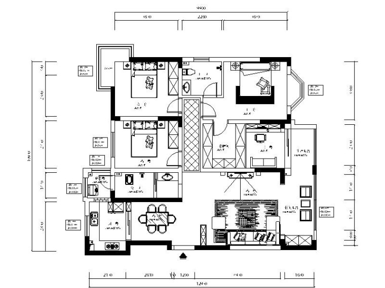 后现代卧室模型资料下载-[湖南]后现代风格样板房设计施工图（含效果图）