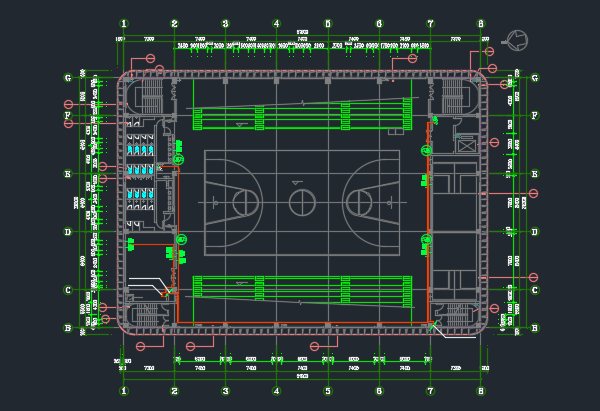 [广州]新建运动场馆建筑安装工程预算书（含地下室，含图纸）-弱电平面图