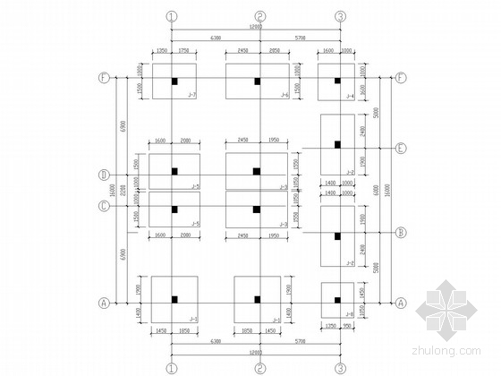 五层私人住宅框架结构施工图-基础平面布置图 