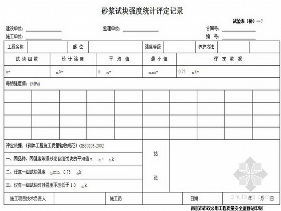 市政桥梁工程评定表格资料下载-南京市政公用工程资料报审表格（道路，给排水，桥梁）