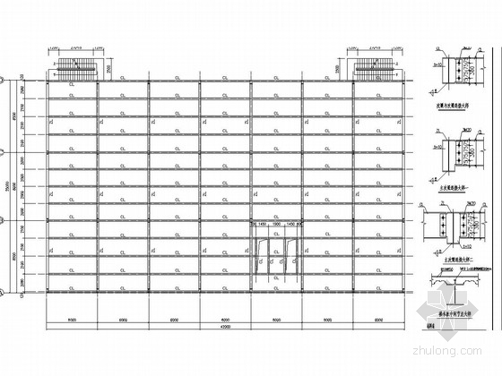 [广西]双层门式钢架厂房结构施工图(含建筑及计算书)-二层结构布置图 