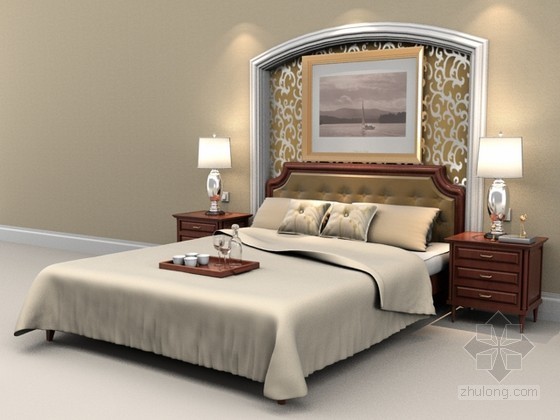 家具部件图资料下载-床组合家具3d模型下载