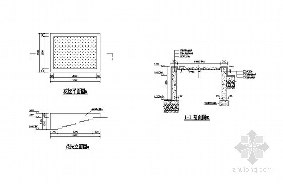 花坛花池详图资料下载-方形花坛施工详图