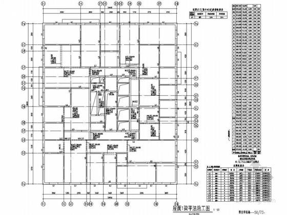 [四川]地上39层剪力墙结构超高层商住楼结构施工图（地下三层）-屋面1梁平法施工图