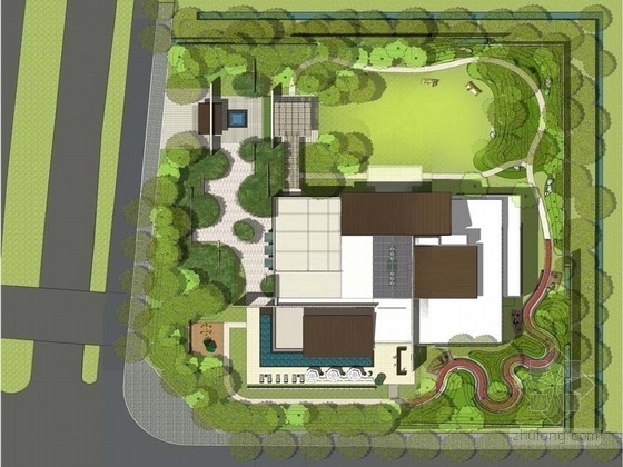 现代示范区景观CAD资料下载-[北京]现代舒适住宅示范区景观规划设计方案