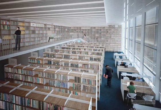 [天津]某图书馆部分室内装修施工图（含方案）-效果图