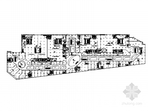 [河北]现代风格对称式商业综合体建筑设计方案图（含效果图及预算表）-现代风格对称式商业综合体建筑平面图