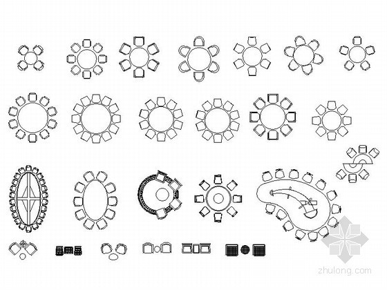 cad餐桌图块资料下载-全套餐桌平面CAD图块下载