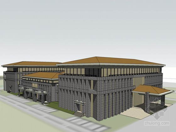 欧式会所景观绿化资料下载-欧式会所建筑SketchUp模型下载
