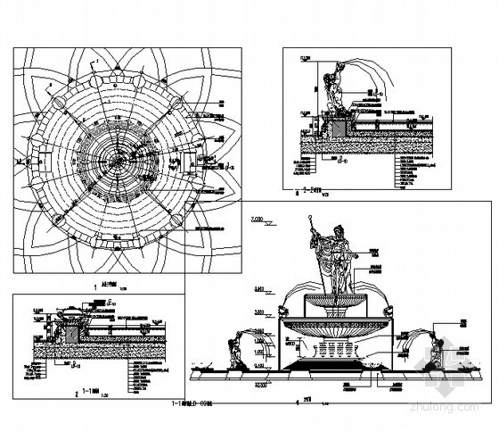 水景喷泉泵坑cad图集资料下载-喷泉水景施工详图