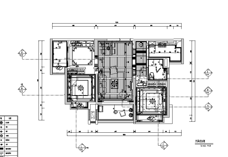 东部现代城三居室样板房设计施工图（附效果图）-灯具定位图
