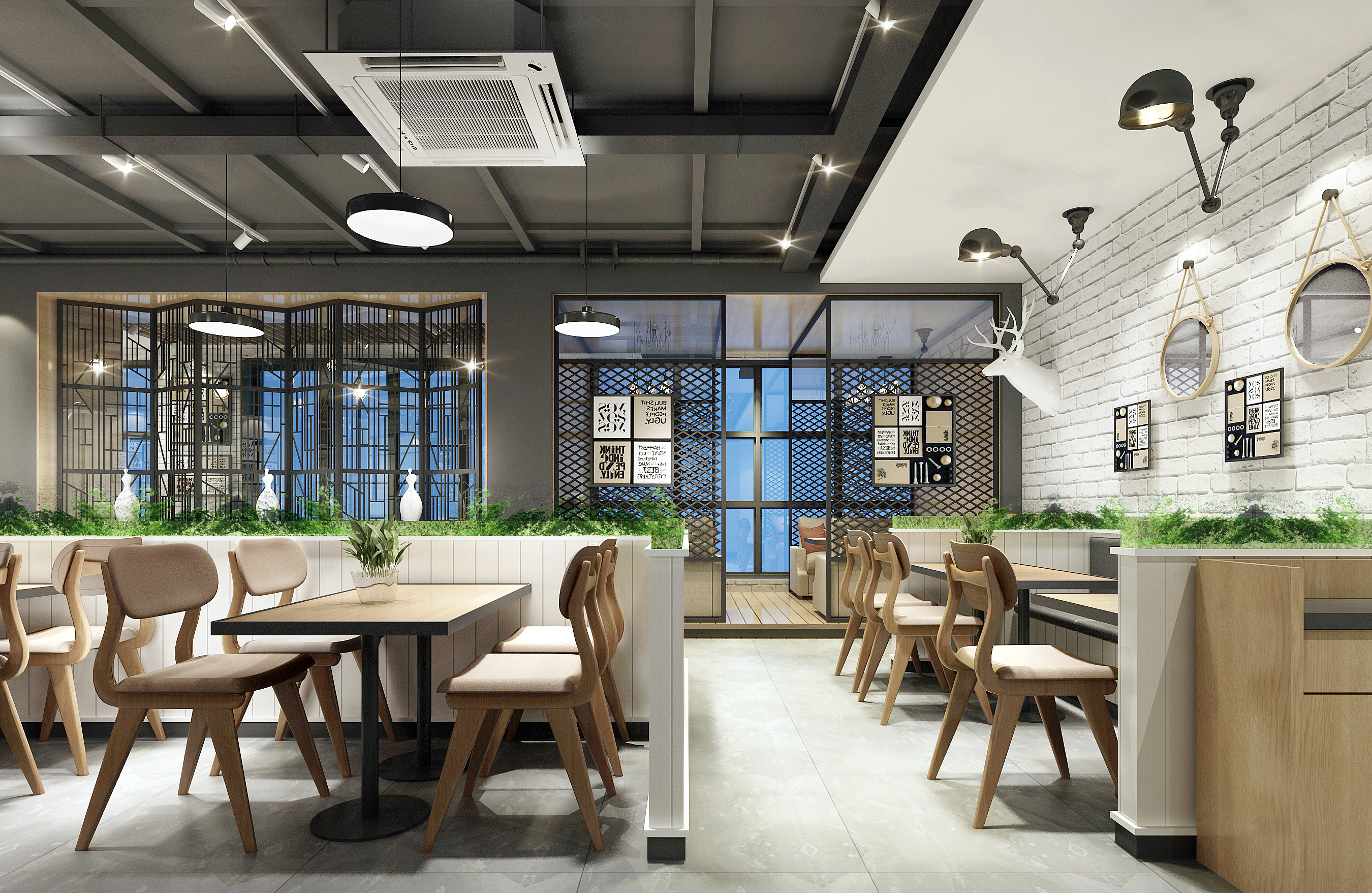 粤来记港式茶餐厅装修设计施工图(附效果图)