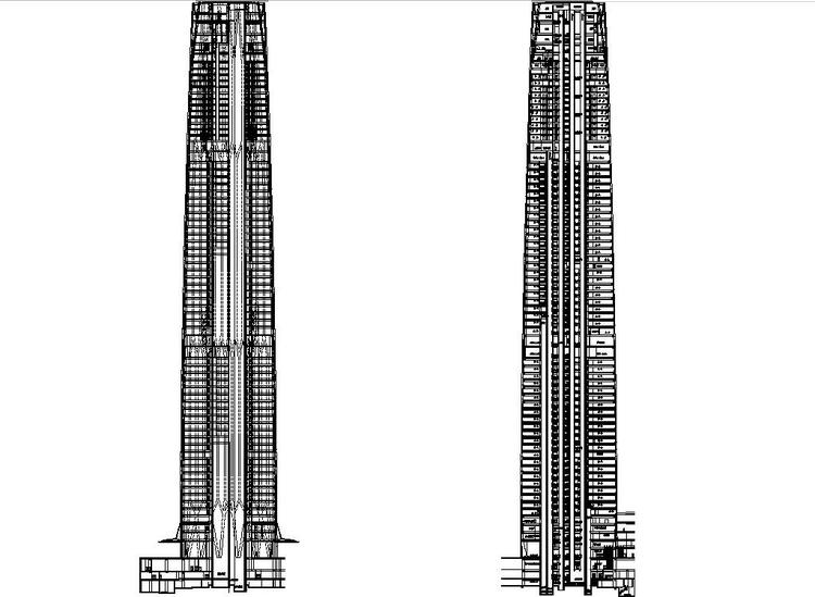 现代写字楼建筑资料下载-超高层知名办公综合体塔楼写字楼建筑施工图设计（74层）