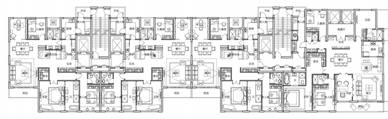 [江苏]古典风格超高层高级居住建筑规划设计方案文本（PDF）-户型平面图2