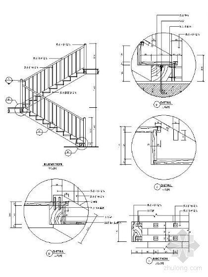 钢架楼梯栏杆大样图资料下载-实木楼梯大样图