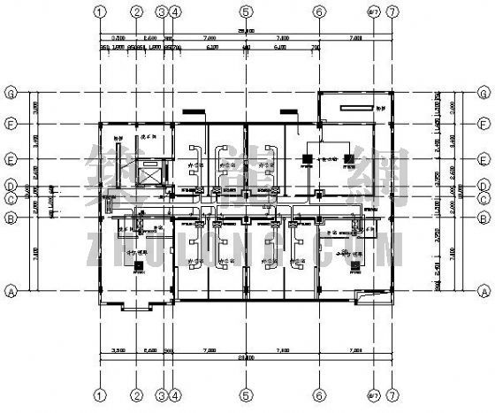 八层框架结构建筑平面图资料下载-某八层办公楼VRV空调平面图