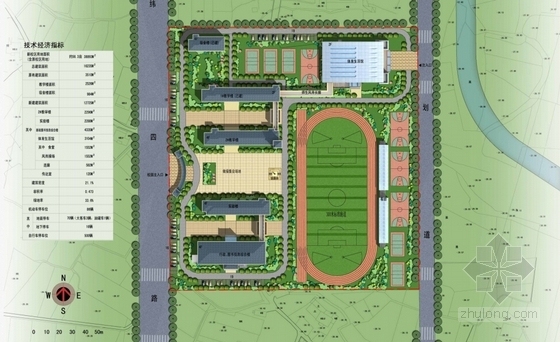 [浙江]红色砖墙山水园林小学扩建设计方案文本（含总平CAD）-红色砖墙山水园林小学扩建总平面图