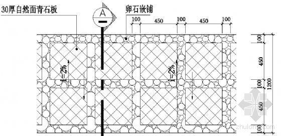 景观青石板地面施工图资料下载-青石板卵石散步道详图