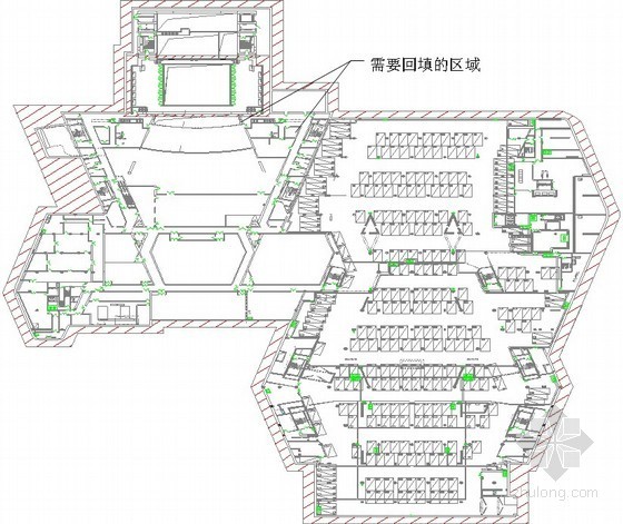 [山东]框剪结构大剧院施工组织设计（鲁班奖，427页）-土方回填区域示意图 