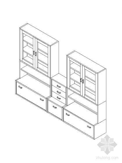 书柜柜子CAD图块资料下载-书柜CAD三维图块集