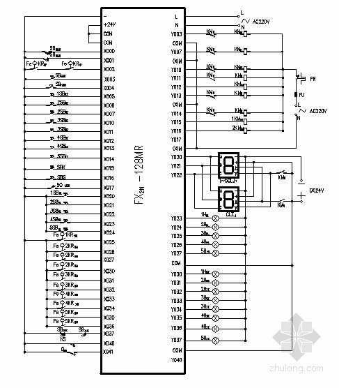 五层住宅一梯两户建筑图资料下载-交流双速货梯PLC原理图