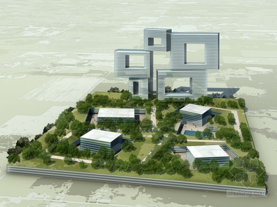 深圳科技园建筑图纸资料下载-某科技园景观模型