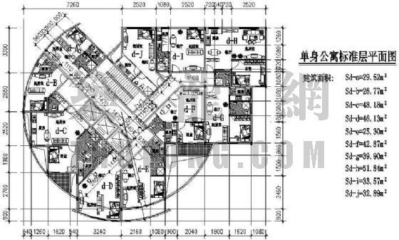 低层公寓建筑cad平面图资料下载-公寓户型平面图