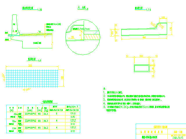 云南省二级公路简支结构连续T梁桥通用图392张CAD（含下部结构，公用构造）-横排式桥面排水