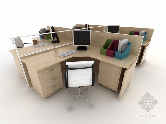 家具办公桌椅资料下载-连体办公桌