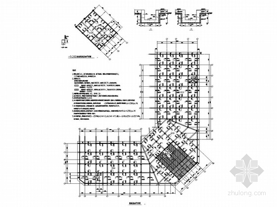 一层办公室单间结构图资料下载-[广西]11层框架结构酒店结构图（地下一层）