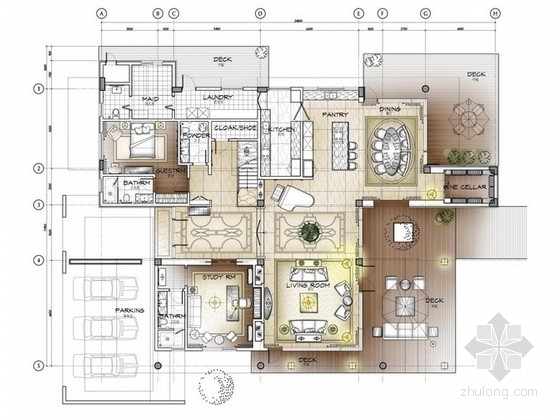 300平两层别墅设计方案资料下载-[珠海]省级湿地公园豪华两层别墅设计方案