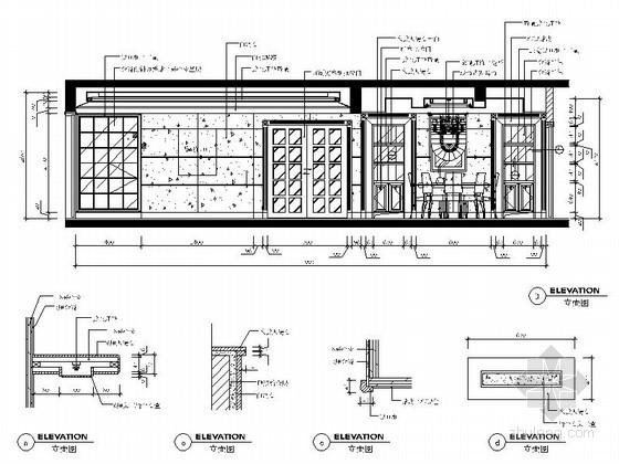 CAD家装餐厅立面图资料下载-现代中式餐厅立面图