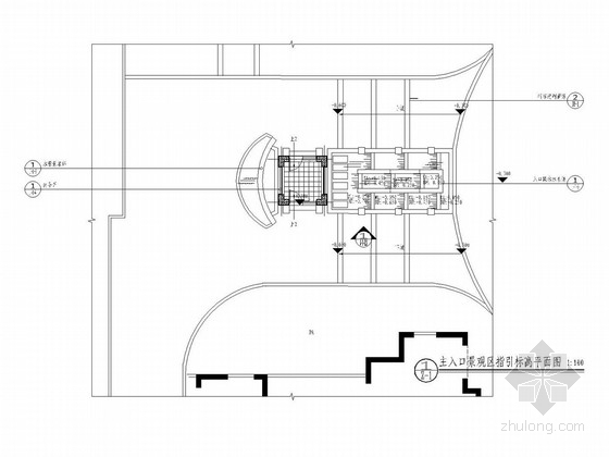 [广州]现代风格居住区绿化施工全套图纸-主入口景观区标高平面图 