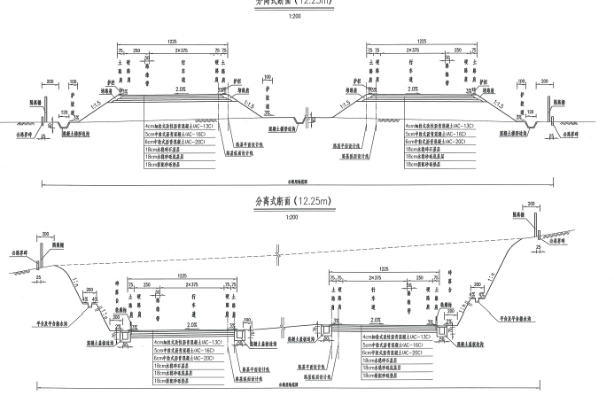 2015年不良地质区高填深挖高速公路路基路面两阶段施工图设计352张（结构，防护，排水）-分离式路基断面图