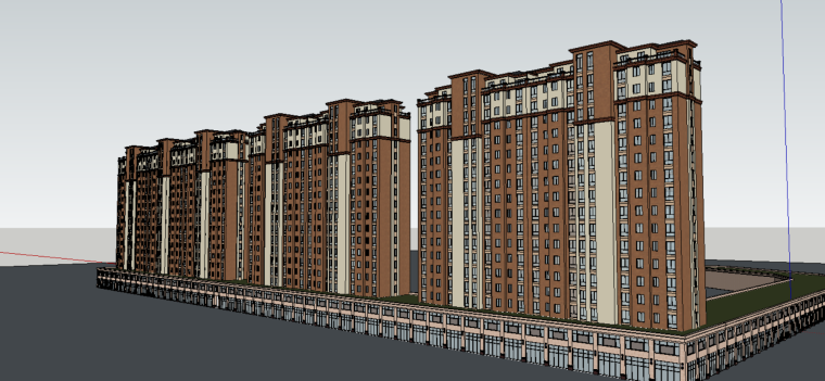 多层居住小区模型资料下载-居住小区模型设计（SU模型）